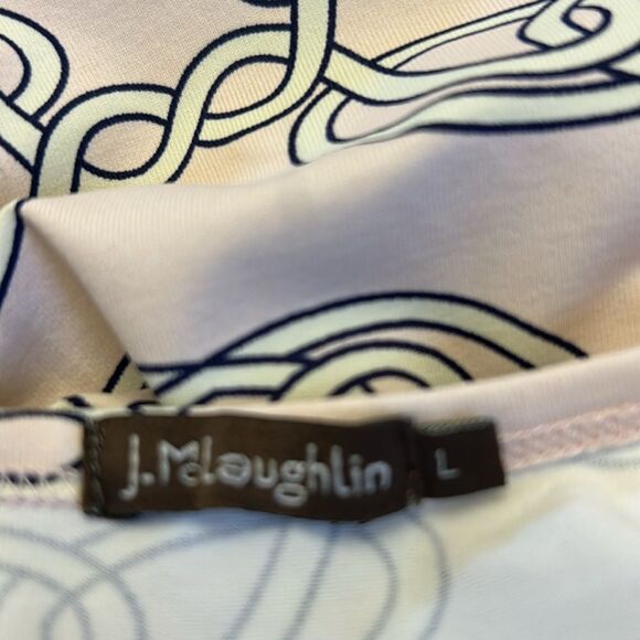 J. McLaughlin pale pink chain link design 3/4 length sleeve blouse Size L EUC - Picture 7 of 10